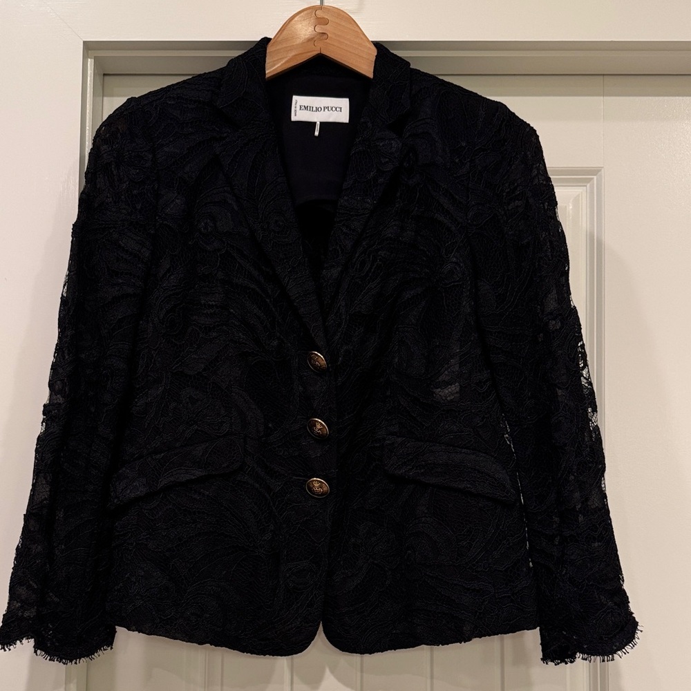 Emilio Pucci Women's Black Lace Blazer